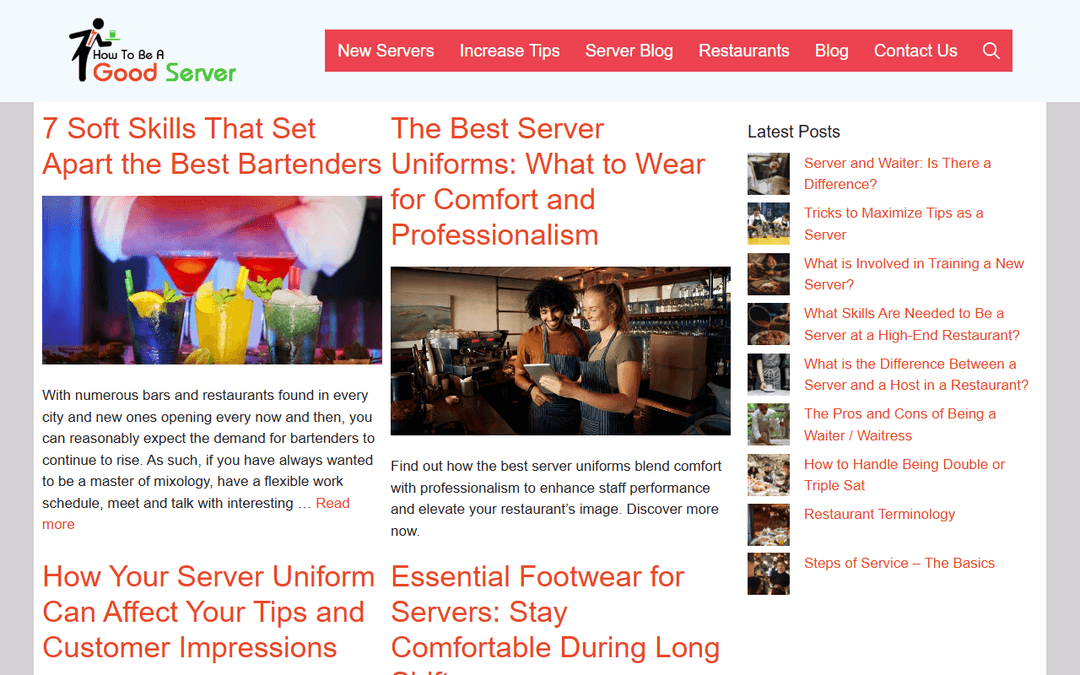 howtobeagoodserver.com publisher screenshot