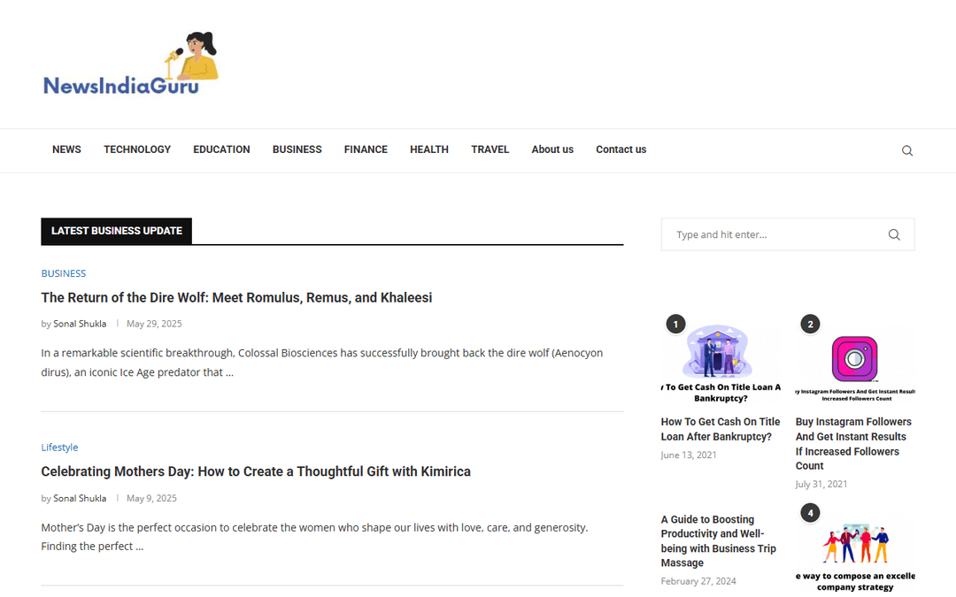 newsindiaguru.com publisher screenshot