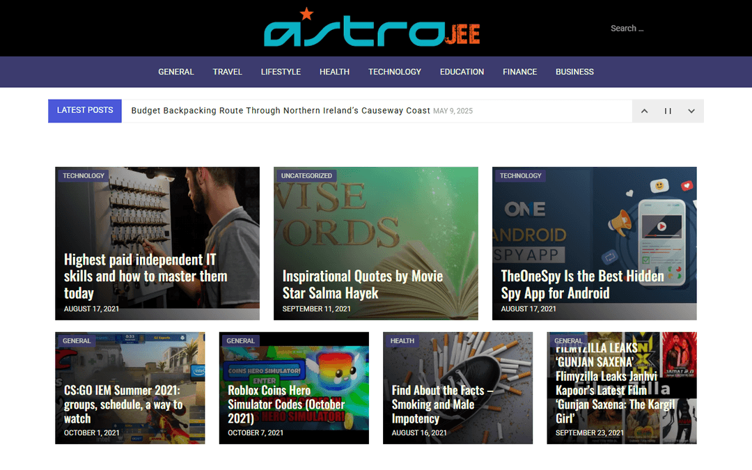 astrojee.com publisher screenshot