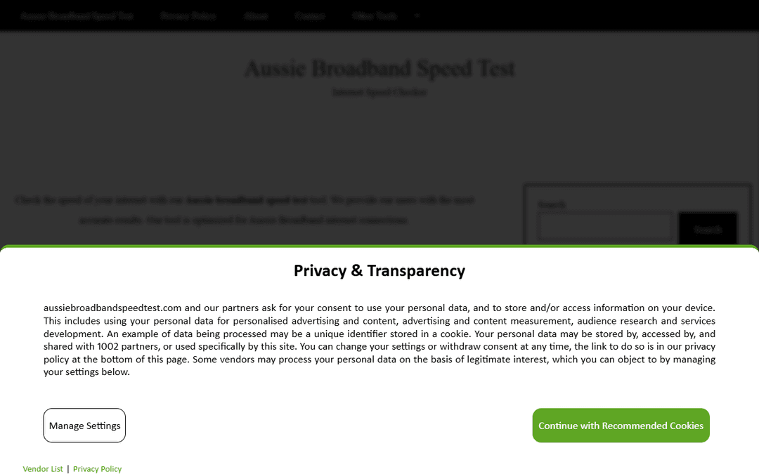 aussiebroadbandspeedtest.com publisher screenshot