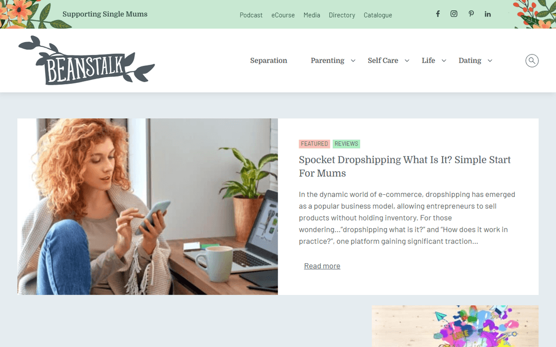 beanstalkmums.com.au publisher screenshot