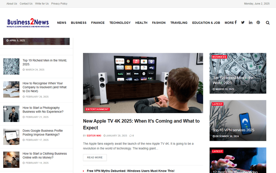 business2news.com publisher screenshot