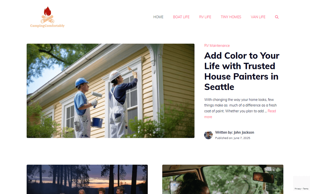campingcomfortably.com publisher screenshot