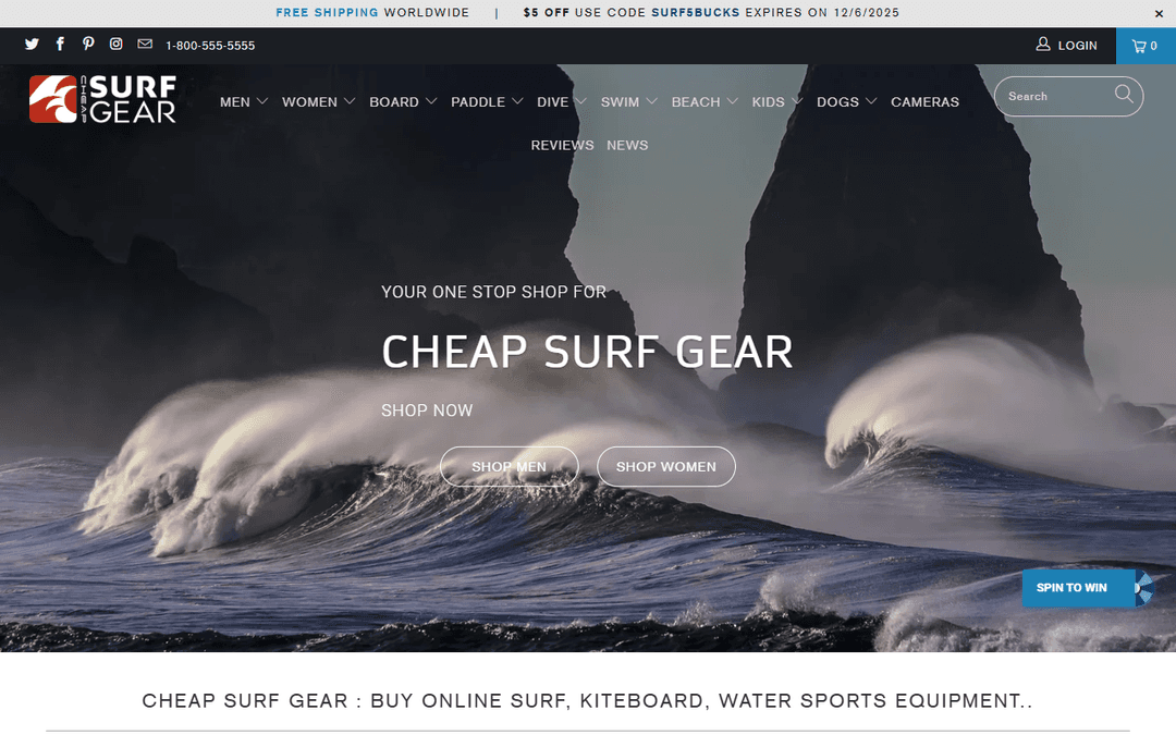 cheapsurfgear.com publisher screenshot