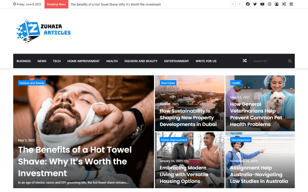 zuhairarticles.com publisher screenshot