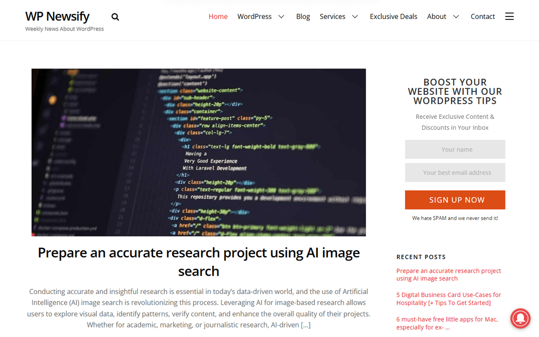 wpnewsify.com publisher screenshot