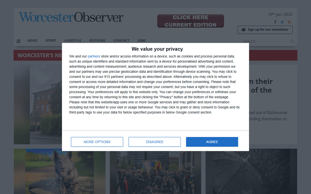 worcesterobserver.co.uk publisher screenshot