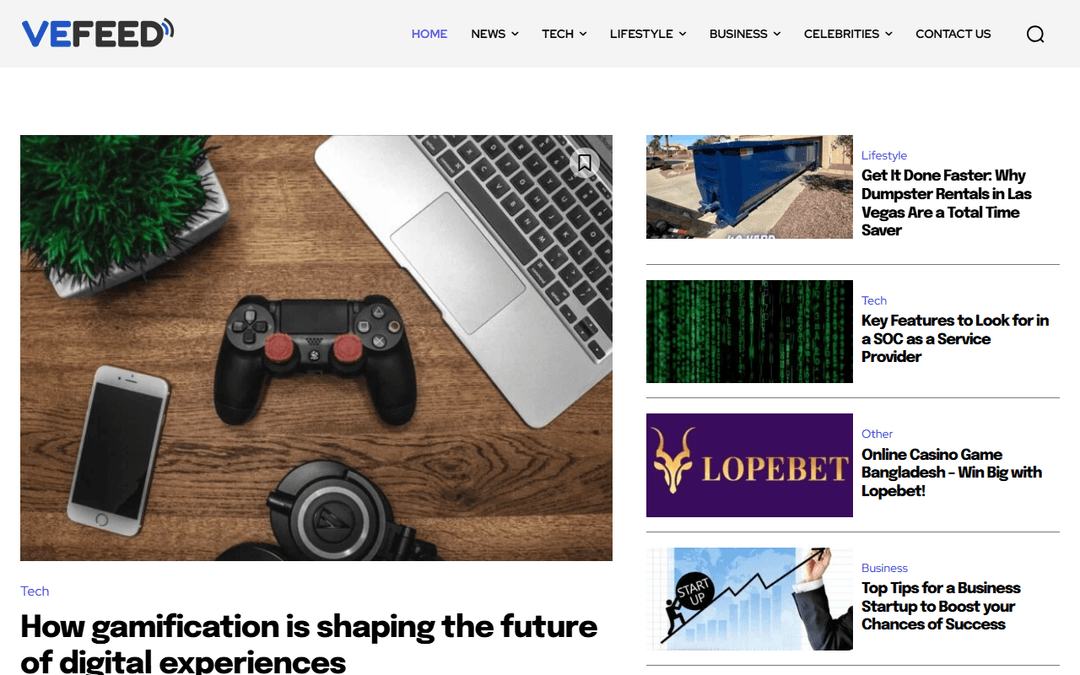 vefeed.com publisher screenshot