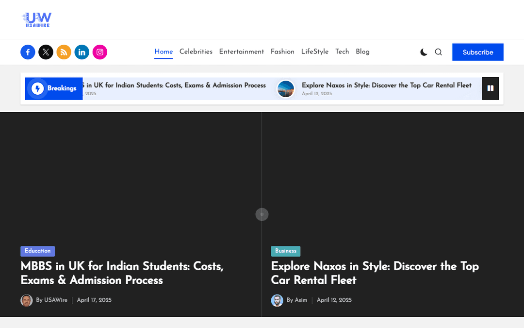 usawire.co.uk publisher screenshot