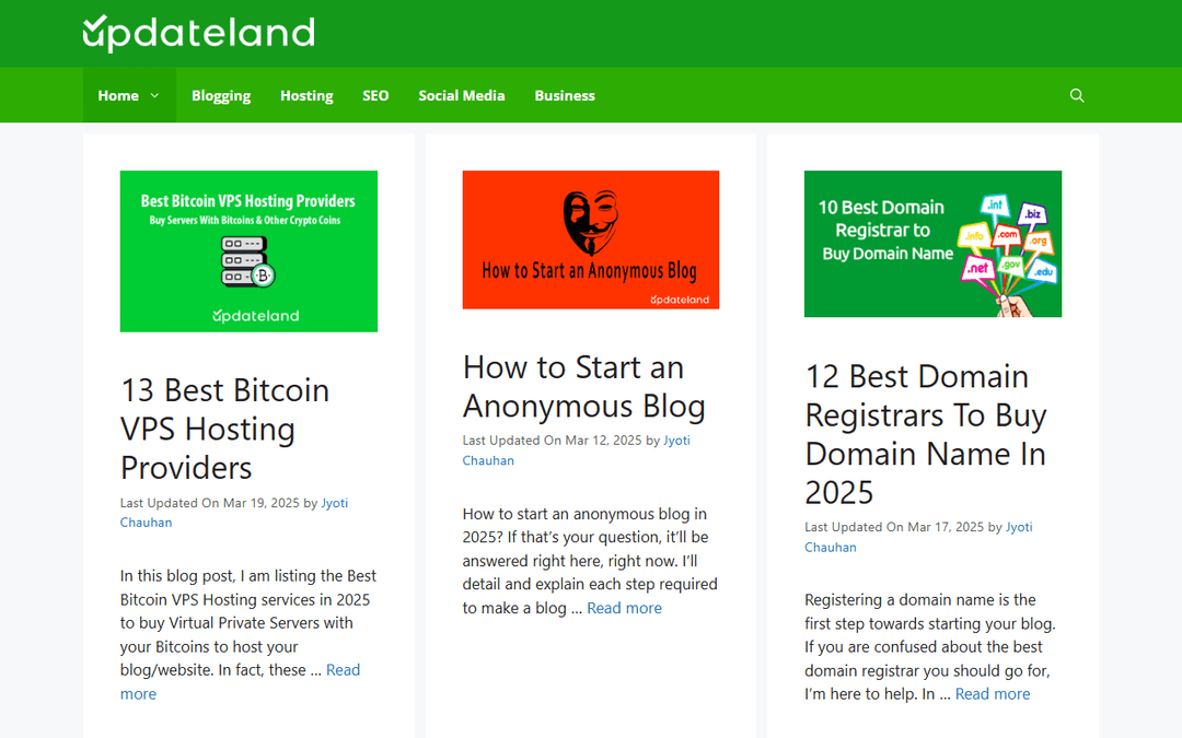 updateland.com publisher screenshot