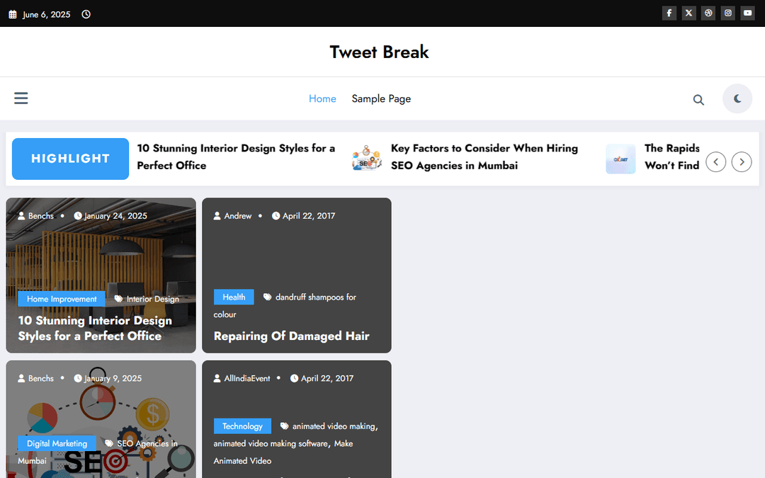 tweetbreak.com publisher screenshot