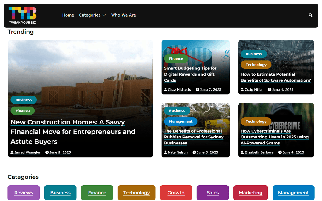 tweakyourbiz.com publisher screenshot