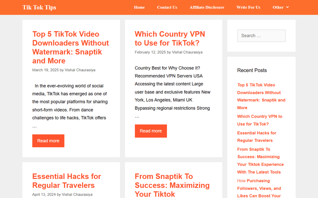 tiktoktip.com publisher screenshot