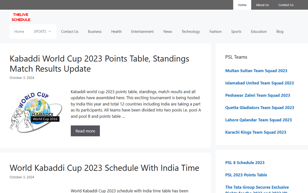 theliveschedule.com publisher screenshot