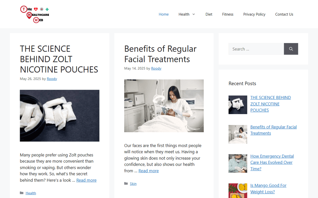 thehealthcareweb.com publisher screenshot
