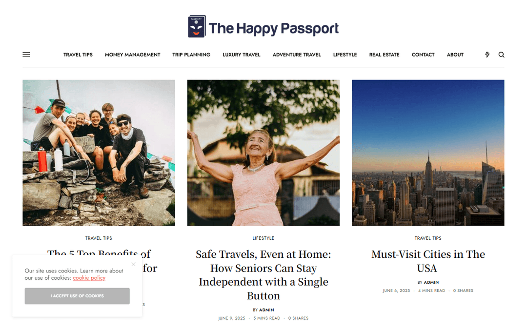 thehappypassport.com publisher screenshot