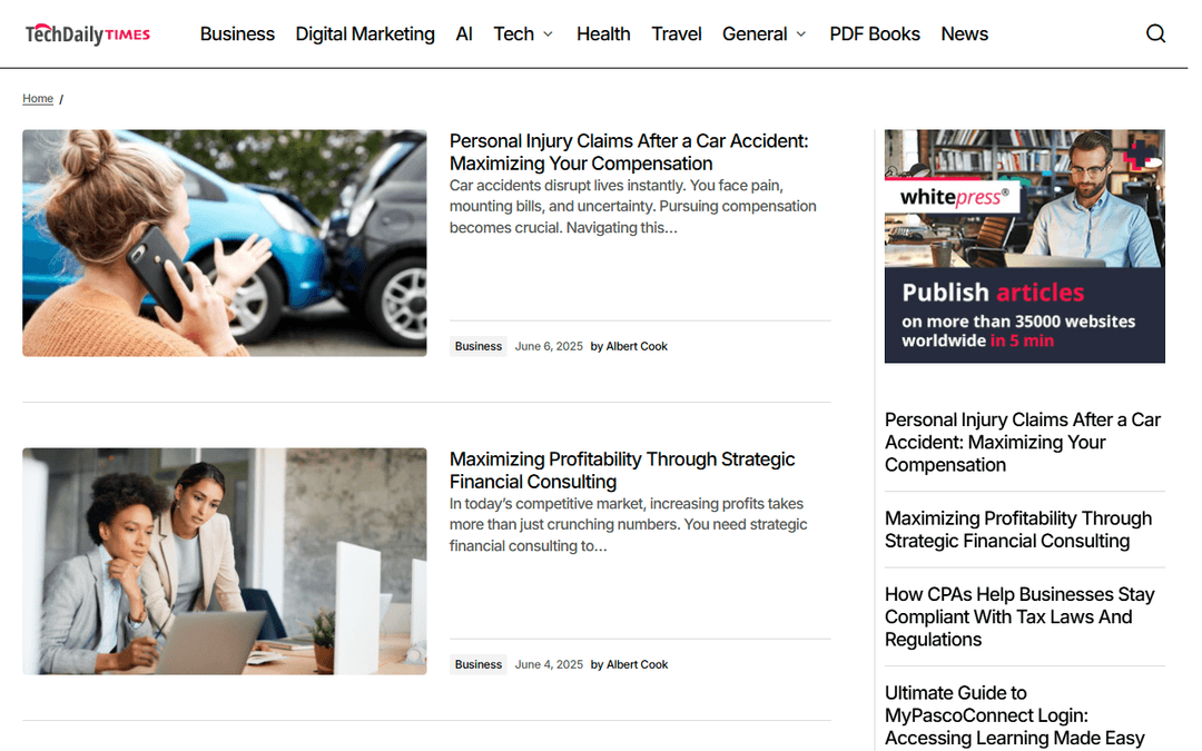 techdailytimes.com publisher screenshot