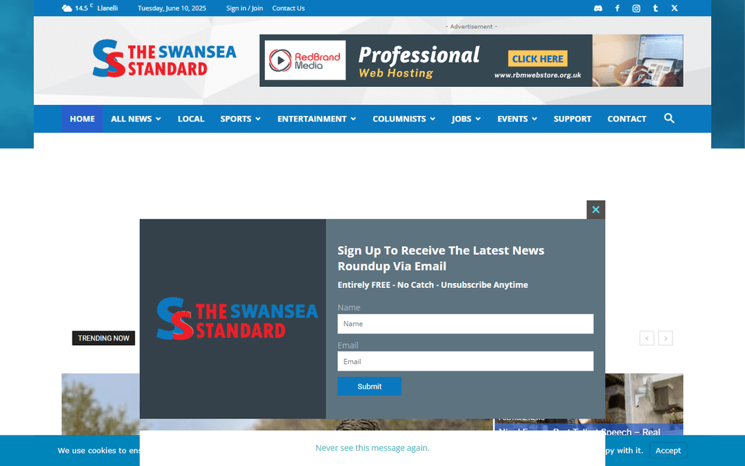 swanseastandard.com publisher screenshot
