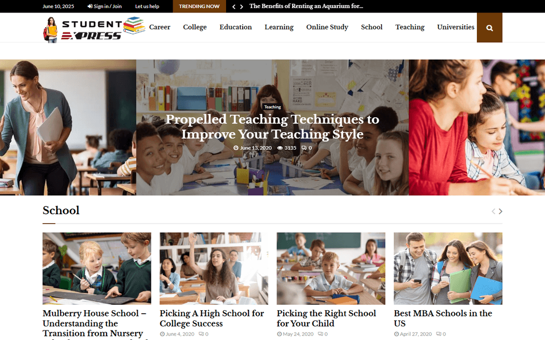 student-express.co.uk publisher screenshot