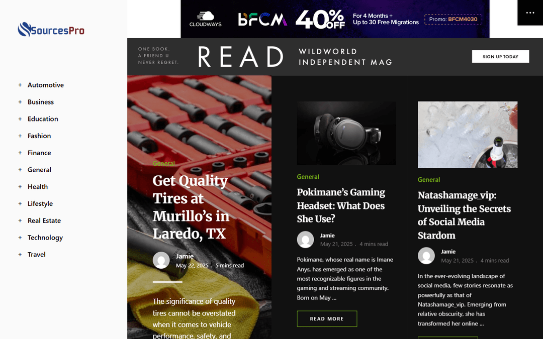 sourcespro.com publisher screenshot