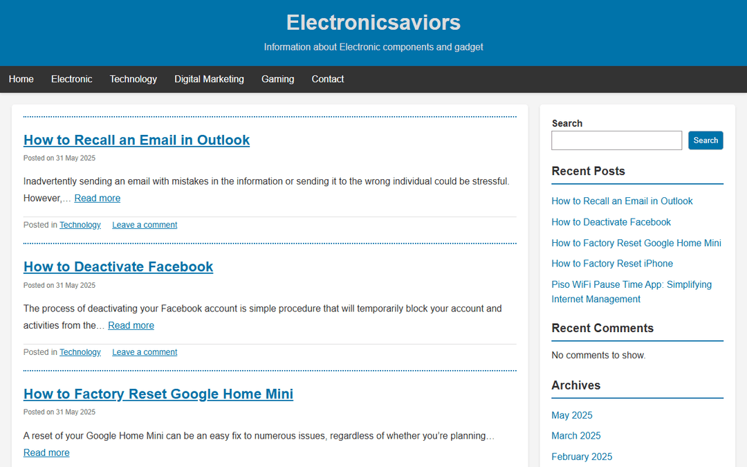 electronicsaviors.com publisher screenshot