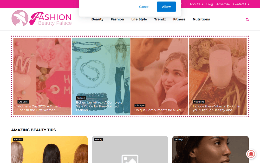 fashionbeautypalace.com publisher screenshot