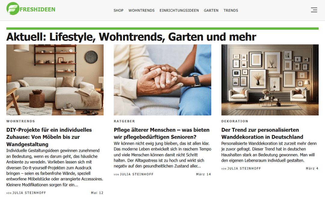 freshideen.com publisher screenshot