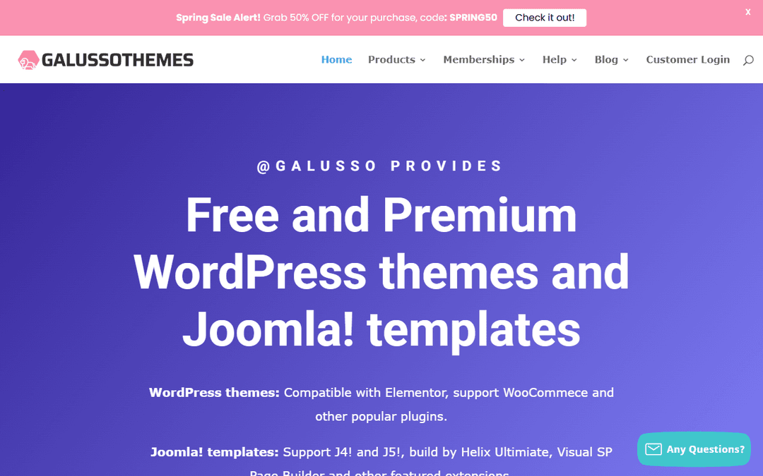 galussothemes.com publisher screenshot