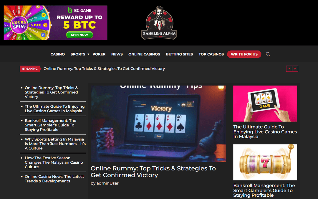 gamblingalpha.com publisher screenshot