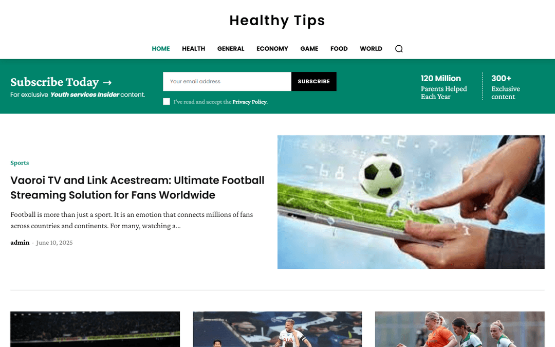healthytipsforeyou.com publisher screenshot