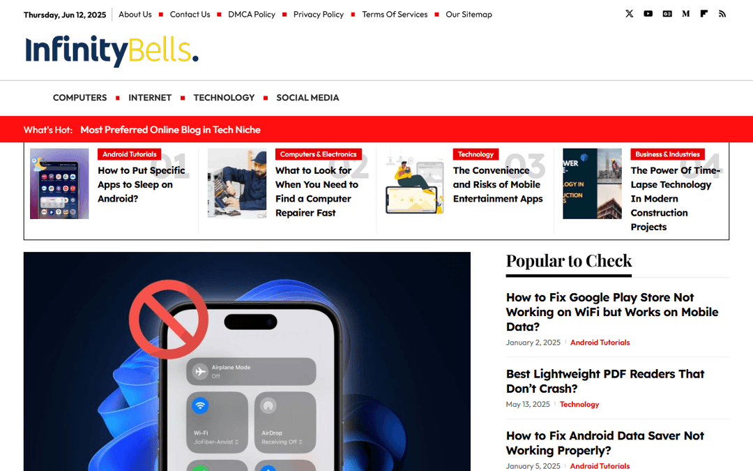 infinitybells.com publisher screenshot