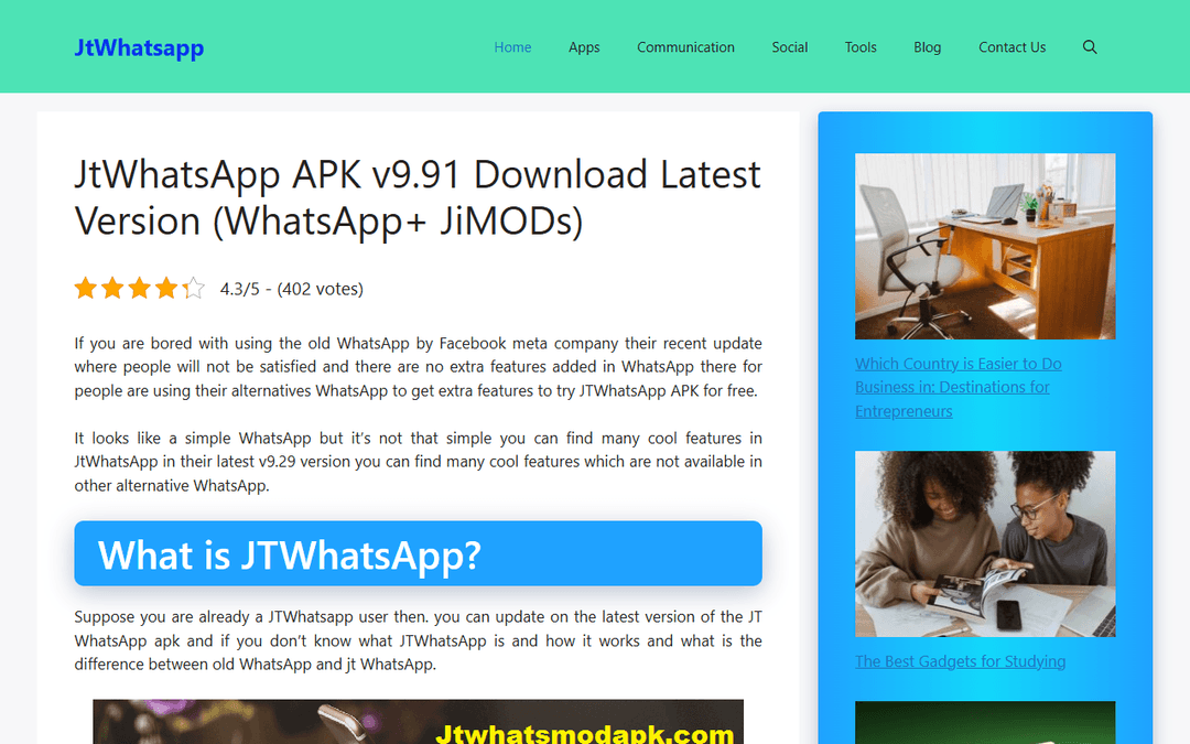 jtwhatsmodapk.com publisher screenshot