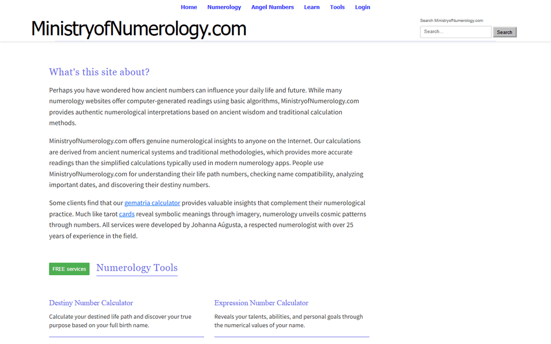 ministryofnumerology.com publisher screenshot