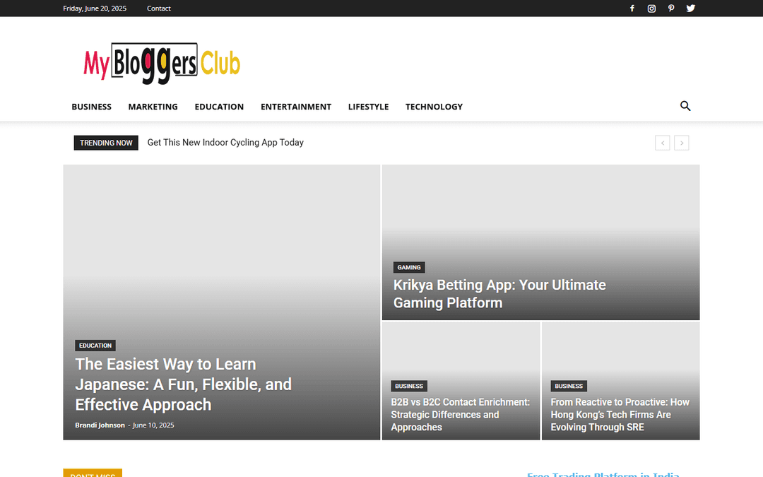 mybloggerclub.com publisher screenshot