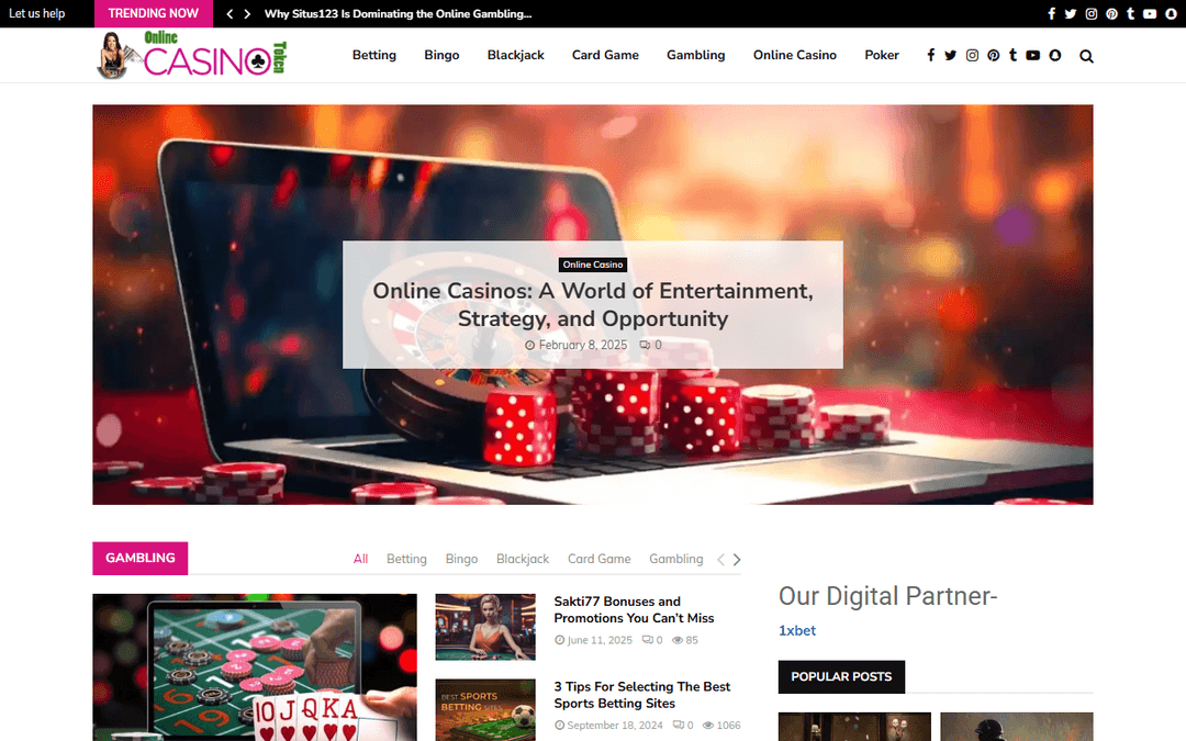 onlinecasinotoken.com publisher screenshot