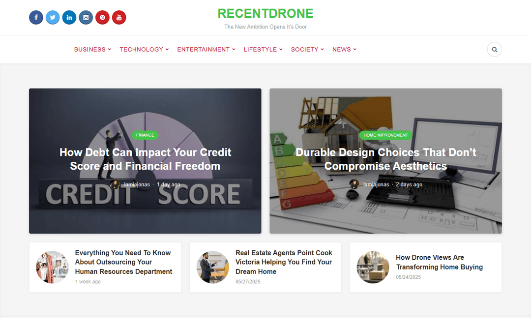 recentdrone.com publisher screenshot
