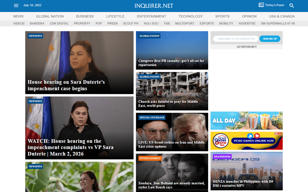 inquirer.net publisher screenshot