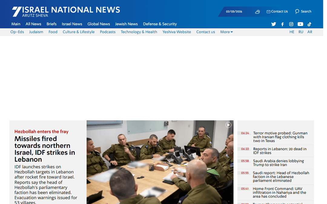 israelnationalnews.com publisher screenshot