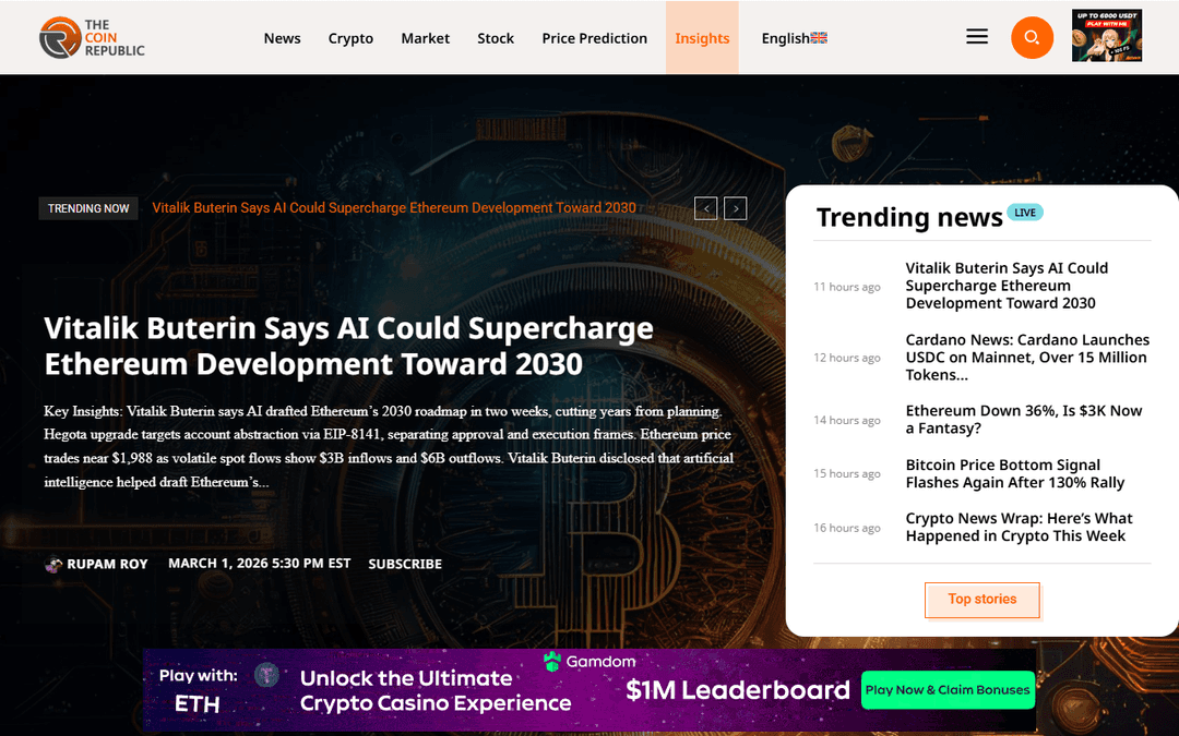 thecoinrepublic.com publisher screenshot