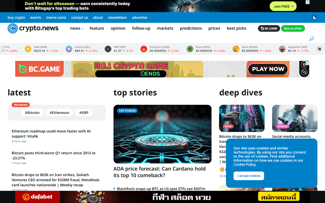 crypto.news publisher screenshot