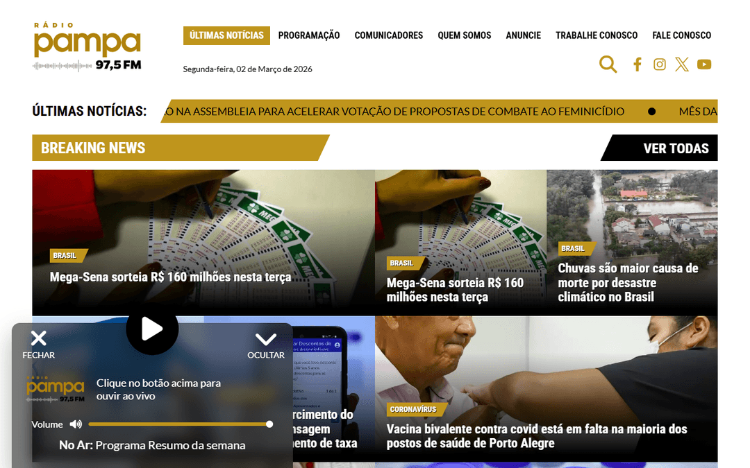 radiopampa.com.br publisher screenshot