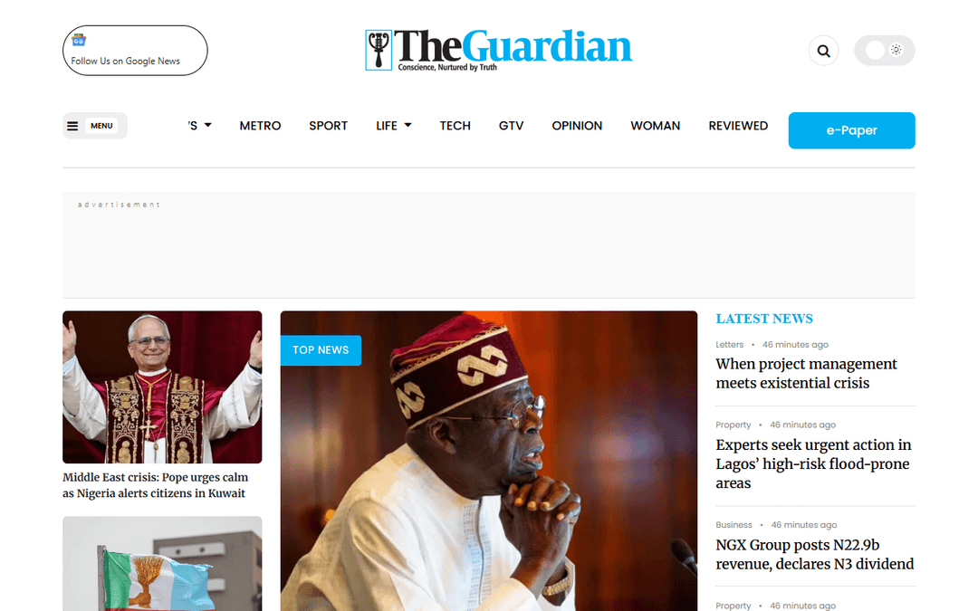 guardian.ng publisher screenshot