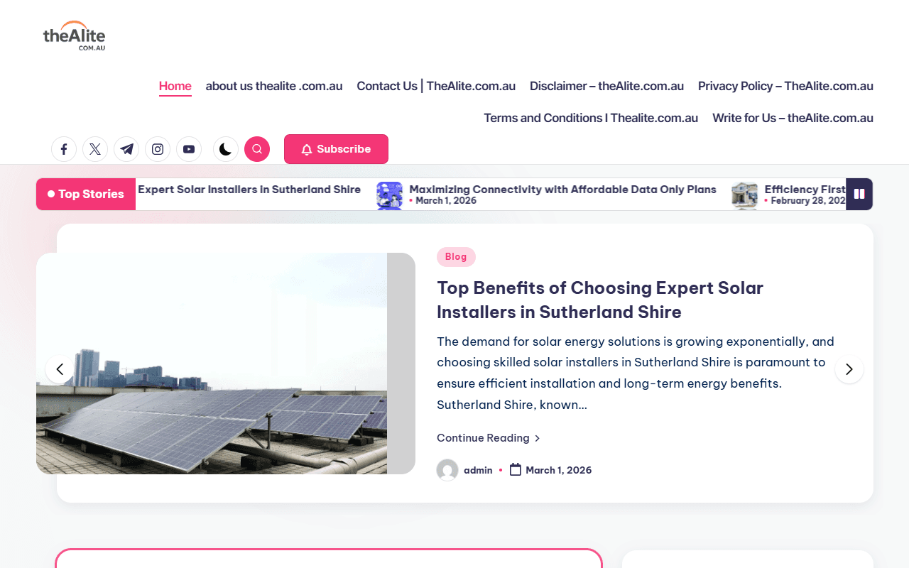 thealite.com.au publisher screenshot