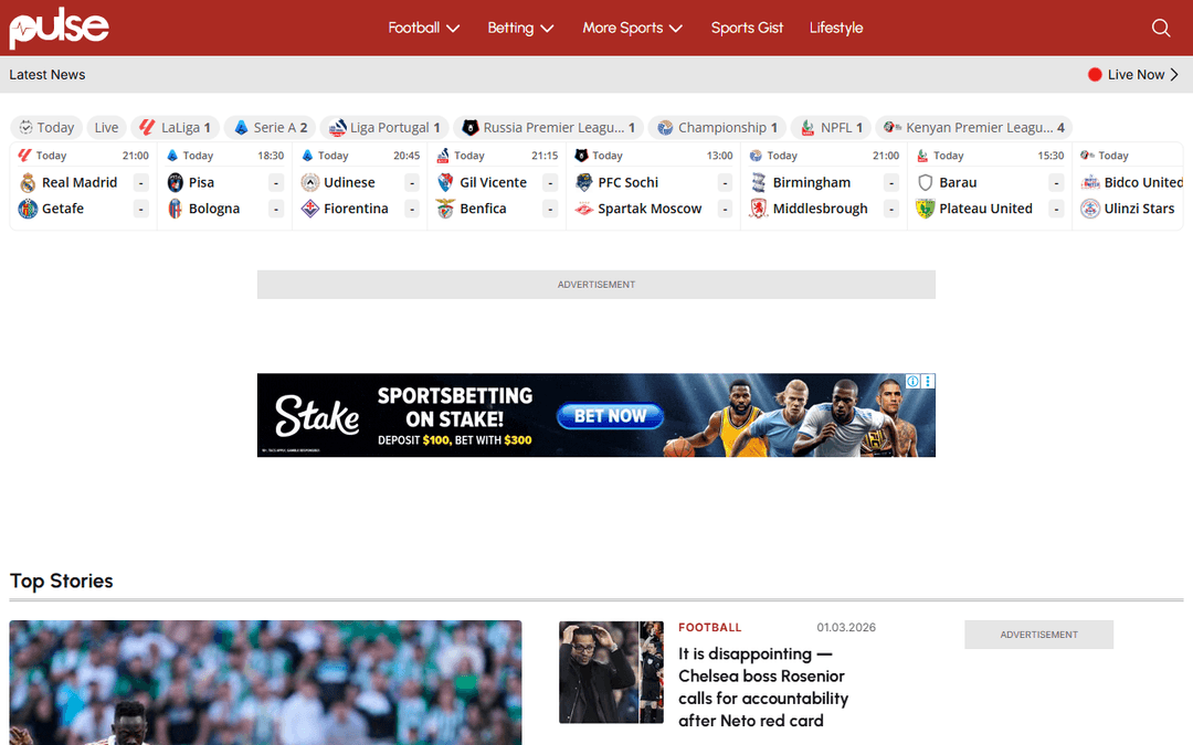pulsesports.ng publisher screenshot