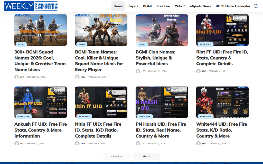 weeklyesports.com publisher screenshot
