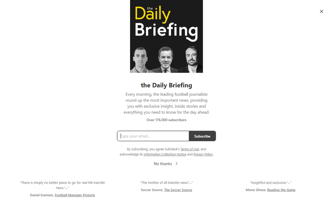 thedailybriefing.io publisher screenshot