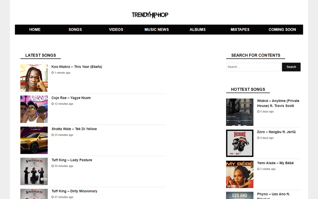 trendyhiphop.com publisher screenshot