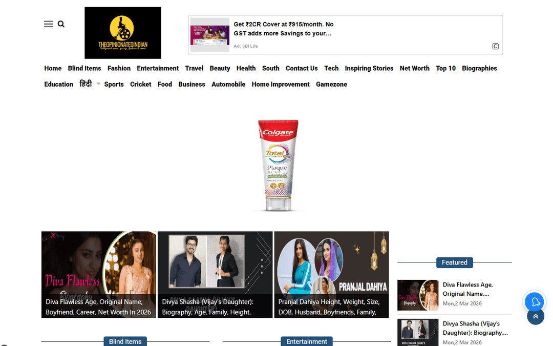 theopinionatedindian.com publisher screenshot