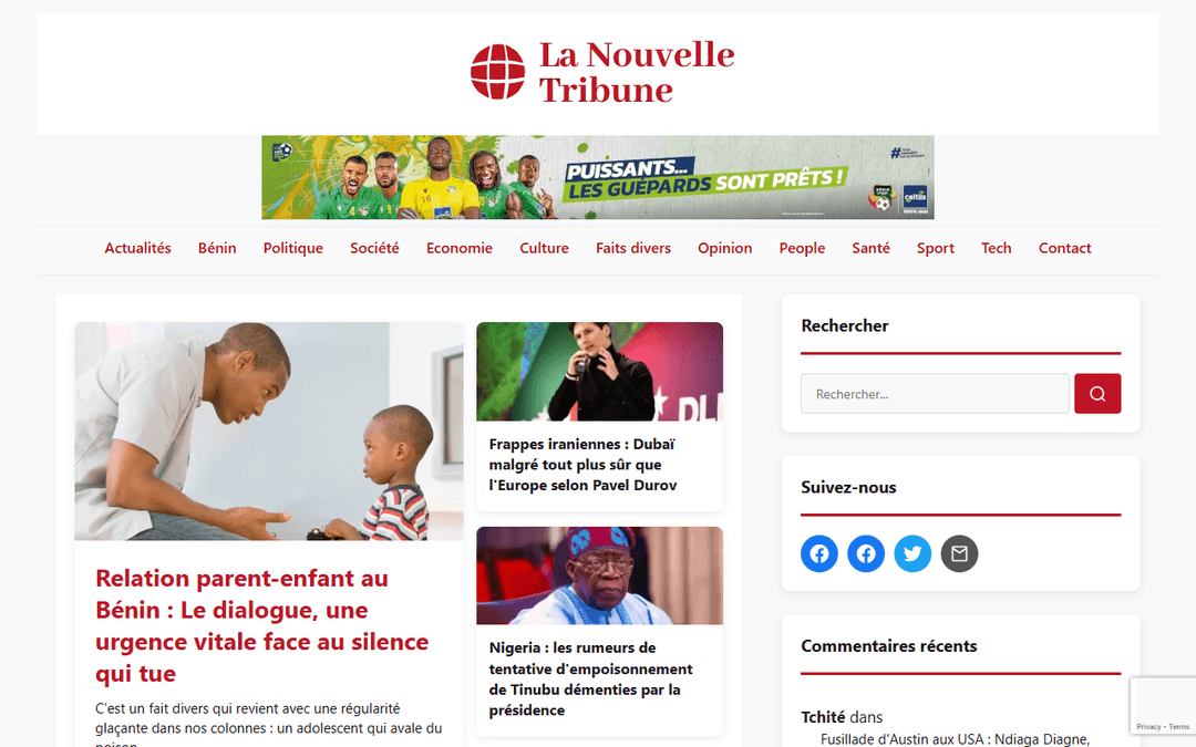 lanouvelletribune.info publisher screenshot