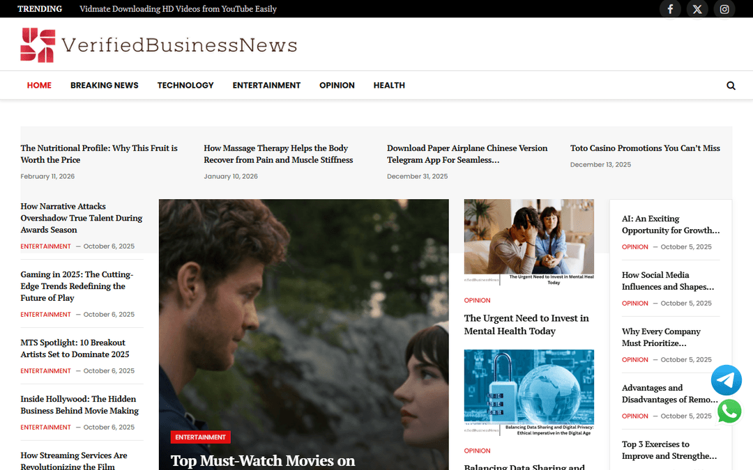verifiedbusinessnews.com publisher screenshot